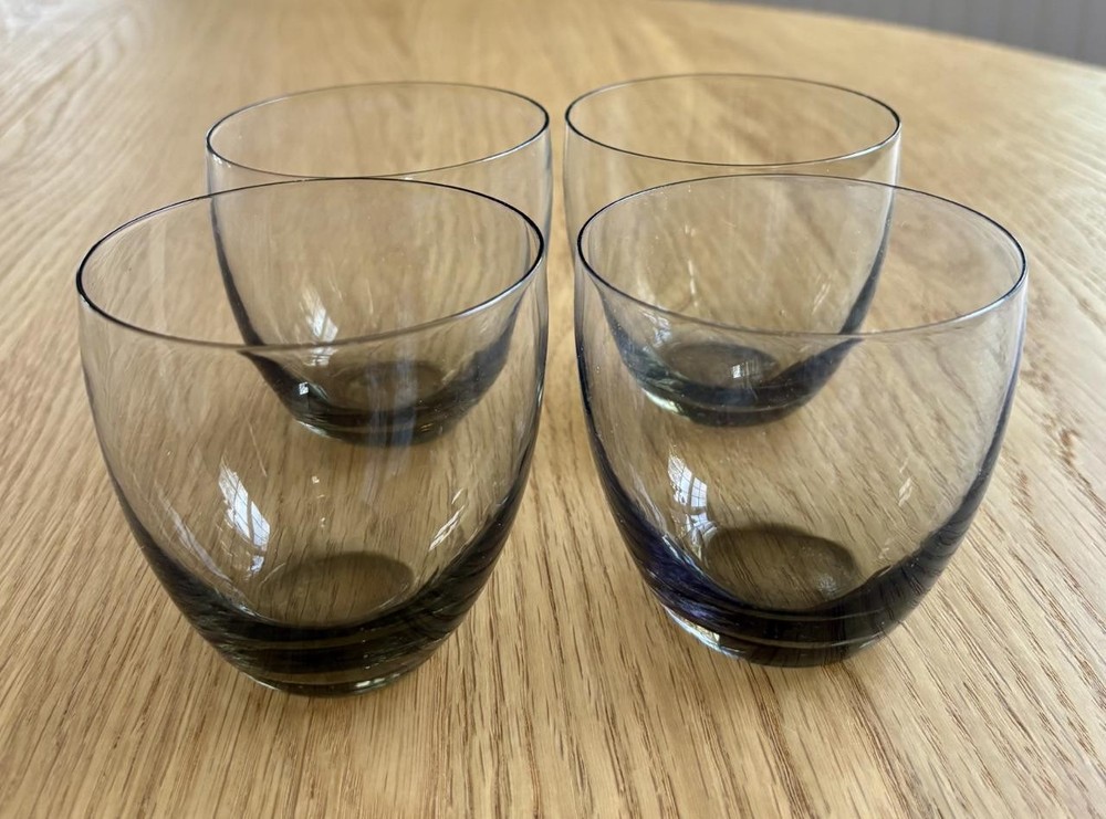 4 Holmegaard Copenhagen Smoke Gray 8 Oz Old Fashioned Glasses 3.25″ Per Lutken