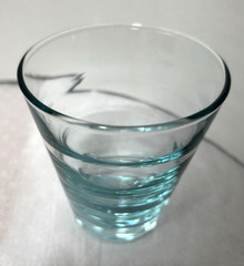 Libbey Vintage Saturn Optic Aqua Ripple Glasses 8 oz, 4.5 in Tall MCM 1950s