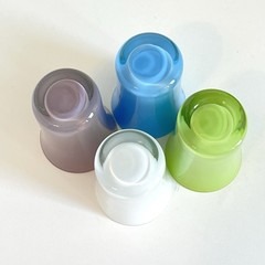 MCM Style Shot Glasses Barware Set of 4 Green Blue White Lavender Murano Style