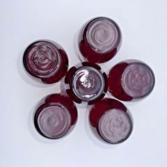 ANCHOR HOCKING Royal Ruby Roly Poly Glass Tumblers 11oz Set of 6 Vintage