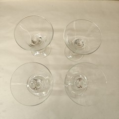 Set of Four Z Stem 6 1/2″ Libbey Martini Glasses Crooked Zig Zag Clear Glass
