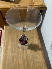 Vintage Murano Hand Blown Art Grape Stemmed Glass Martini Wine Champagne Goblet