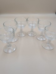 6 vintage Anchor Hocking Cordials Manhattan Art Deco Sherry Wine Glasses 3.5″ hi