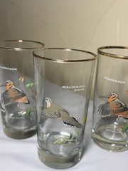 3 Mourning Dove & Woodcock Ned Smith MCM Fowl Highball/tumbler Glasses Drinking