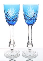 Faberge Odessa Azure Lt Blue Cut to Clear Crystal Wine Cordial Liqueur New 6.5″