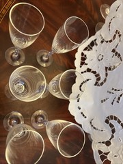 Marc Aurel Crystal Champagne Flute Puzzle Piece Design Set Of Six -7”