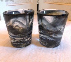 Pair of Vintage Shot Glasses Kosta Boda Mine Ulrica Hydman Vallien Signed Art