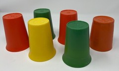 Lot 6 Glasses- Vintage 5 TUPPERWEAR Bell Tumblers 7 Oz and 1 Juice