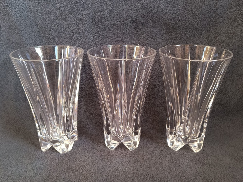 Set/3 Lenox Crystal Ovations Oasis 6″ H Glasses Footed Blown Glass Tumblers