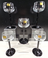 5 Luminarc Domino Signature Black Rhine Wine Set Cristal Elegant Stemware France