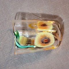 Vtg BBG|Bay Blown Glass Party Cup Pair|Hand Blown Art Glass UV Uranium Star|READ
