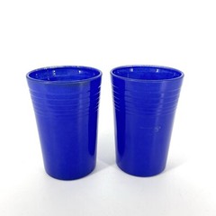 Hazel Atlas Juice Glass Tumblers Blue Fired On Set Of 2