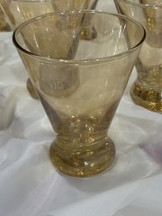 Eight (8) Vintage Fostoria Plain N’ Fancy 4 1/2” Amber Flat Tumblers Glasses