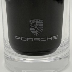 Porsche Clear Rocks Glass Whiskey Tumbler Etched Logo Modern Bar Glassware