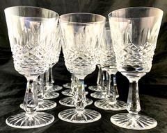 ESTATE WATERFORD CRYSTAL KENMARE WINE CLARET GOBLET GLASS SET 12 STEMWARE SIGNED