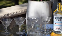 MARTINI TIME! 4 Mis-Matched Vintage Etched Cocktail ~ Martini Glasses