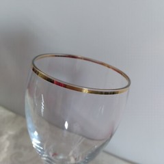 4 Crystal Gold Rim Wine Or Water Glasses 7″ Tall Holds 8oz