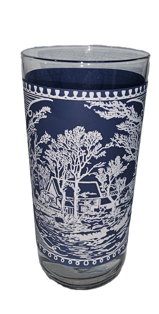 Vintage Royal China Currier & Ives «The Old Ghrist Mill» 12 oz Drinking Glass