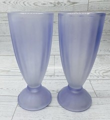 2x Vintage Libbey Ka-Dinks Frosted Satin Tall Parfait Tumblers Nostalgia Vibes