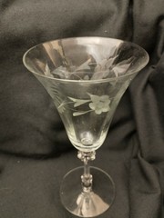 Seneca 10010-12 Water Goblet Optic Crystal Grey Cut Floral Spray Stem 6288901