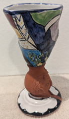 Funky 3D Studio Art Pottery Handmade Goblet/Chalice Stoneware 6″ Vintage.