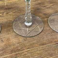 Libbey Rock Sharpe Arctic Rose Wine Glasses 4 Set 1940’s Star David Base 7.25”