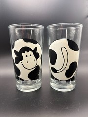 Firna Rotund Cow Drinking Glasses Black White Farmhouse Tumblers – Set of 2