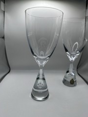 Vintage Kastrup Denmark Crystal Wine Glasses Set of 4 Danish Glass Etched Stem