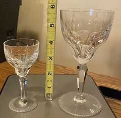 Pair Of Cut Crystal Wine glass & Cordial Glass Stunning! Josair Crystal..