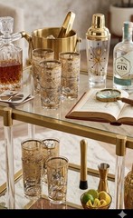 7 Vintage MCM Cera 22K Gold Old World Map Cocktail Tumblers Glasses EUC L👀K
