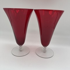 MORGANTOWN GLASS CO. PARMA SPANISH RED #7625 13-OUNCE FOOTED ICED TEA TUMBLER!