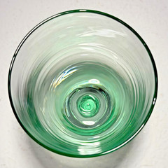 Hand Blown Green Tint Stemmed Wine Glasses Set of 3 Vintage Artisan 8oz