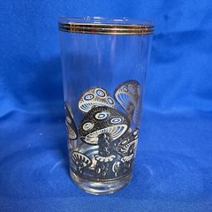Vintage 3 Signed MCM 22k Culver Mushroom Barware Bar Highball Cocktail Glasses