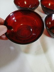 ANTIQUE RUBYRED BY CRISTAL D’ ARQUES/DURAND FRANCE GLASS, SET OF 4 SALAD BOWLS