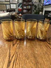 Libbey Wheat Harvest Iced Tea Glasses 16 oz. Mid-Century Modern Set Of 4