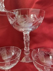 Fostoria Holly Clear Crystal Champagne/Tall Sherbet Glasses Set Of 6 Retired