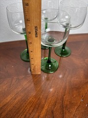 Set Of 4 Vintage Luminarc France Emerald Green Stem Rhine Wine Glasses 7” X 3”