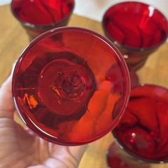 Set of 4 Fostoria Jamestown Ruby Red 5 7/8” X 4” Water Goblets Glasses EUC VTG