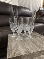Godinger Milano Shannon Set of 4 Goblets 24% Lead Crystal Iced Tea 13oz (NEW)