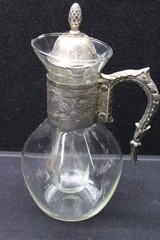 Vintage Metro Glass Claret WIne Carafe Pitcher and Ice Tube Insert Silverplate