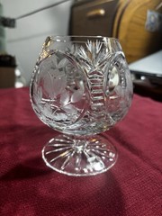 Waterford (?) Crystal Brandy Cognac Snifter Glass 4.5″ Etched Barware HEAVY