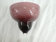 Drink Wine Glass Stemmed Purple Pink Clear 6 1/2″ Drinkware Barware Deco Vintage