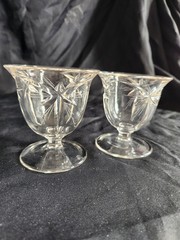 Vintage Oyster or Fruit Cocktail Clear Glass • 6 Point Starburst Pattern 3¼ Tall
