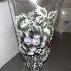 3 VINTAGE HAND PAINTED Enamel 8” Goblets Glasses Wine Water Iced Tea Grapes
