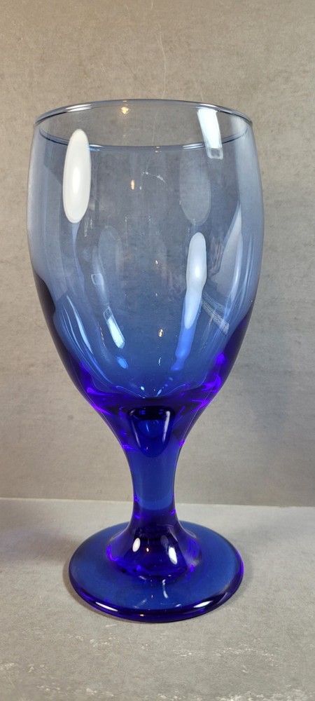 VTG Libbey Cobalt Blue Stemmed Iced Tea/ Water/Wine Goblets GOLD Rimmed 7″ Tall