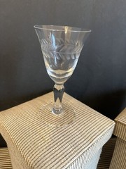 Fostoria? Etched Laurel Leaf Sherry Glass Hand Blown Vintage Delicate Price Each