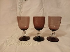 Set/3 MCM Bryce Amethyst Aquarius 4.5″ Wine Glasses w/Crystal Cube Stems