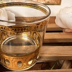 Set of 4 Culver Ltd. Antigua Old Fashioned Bar Glasses Trimmed In 22kt Gold