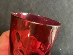 Lot of 10 Fenton Cranberry Glass 4” Tumblers Thumbprint Spot Coin Dot Optic