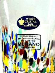 MURANO Italy White Crystal Cocktail Tumbler Wine Goblet Confetti – Set Of 2